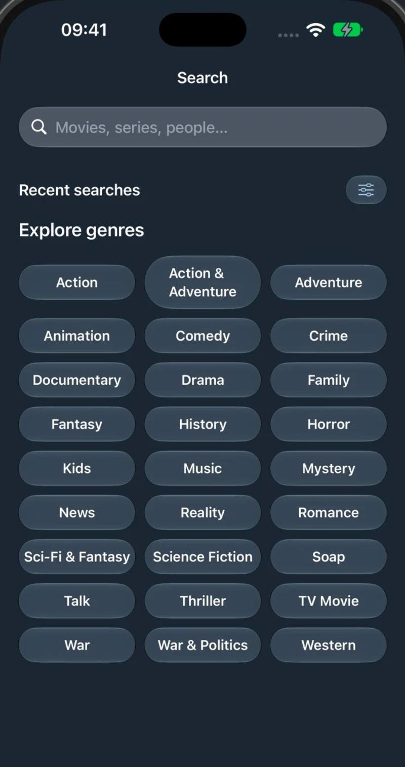 Entlo Search tab with the Slate solid in dark mode